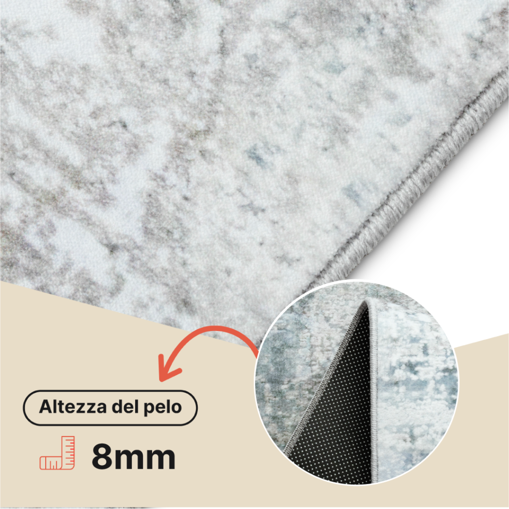 Tappeto Bari Motivo Astratto Blu Crema Antiscivolo
