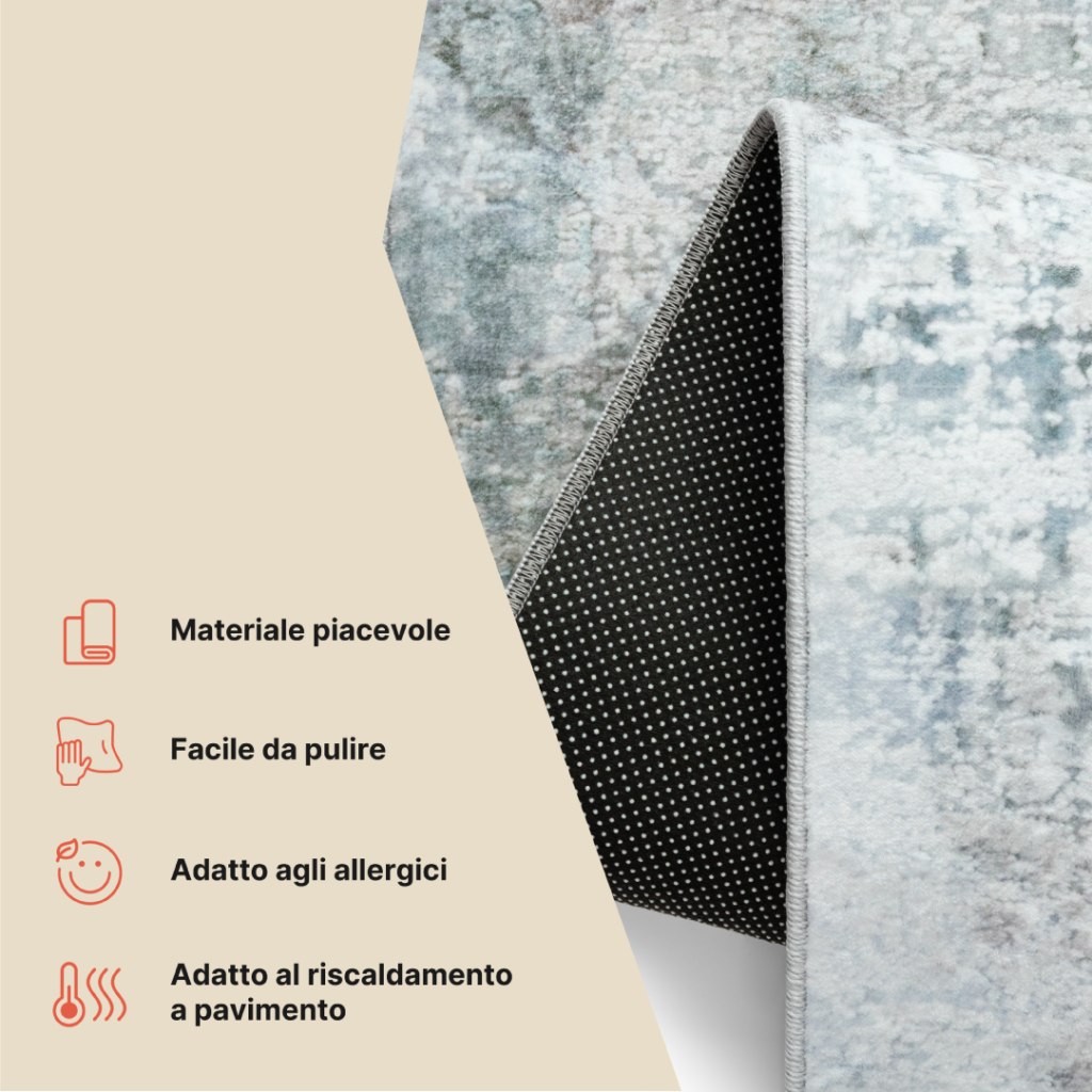 Tappeto Bari Motivo Astratto Blu Crema Antiscivolo