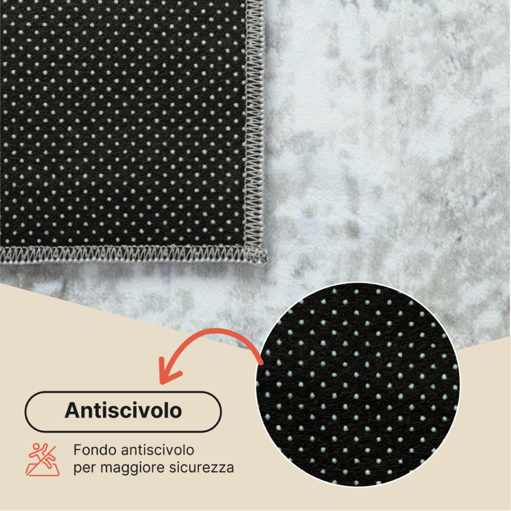 Tappeto Bari Motivo Astratto Blu Crema Antiscivolo