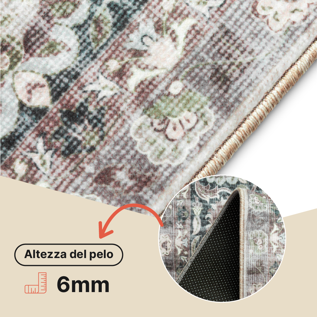 Tappeto Ispahan Grigio Floreale Antiscivolo