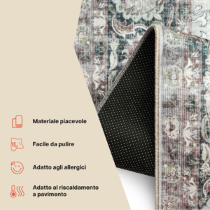 Tappeto Ispahan Grigio Floreale Antiscivolo