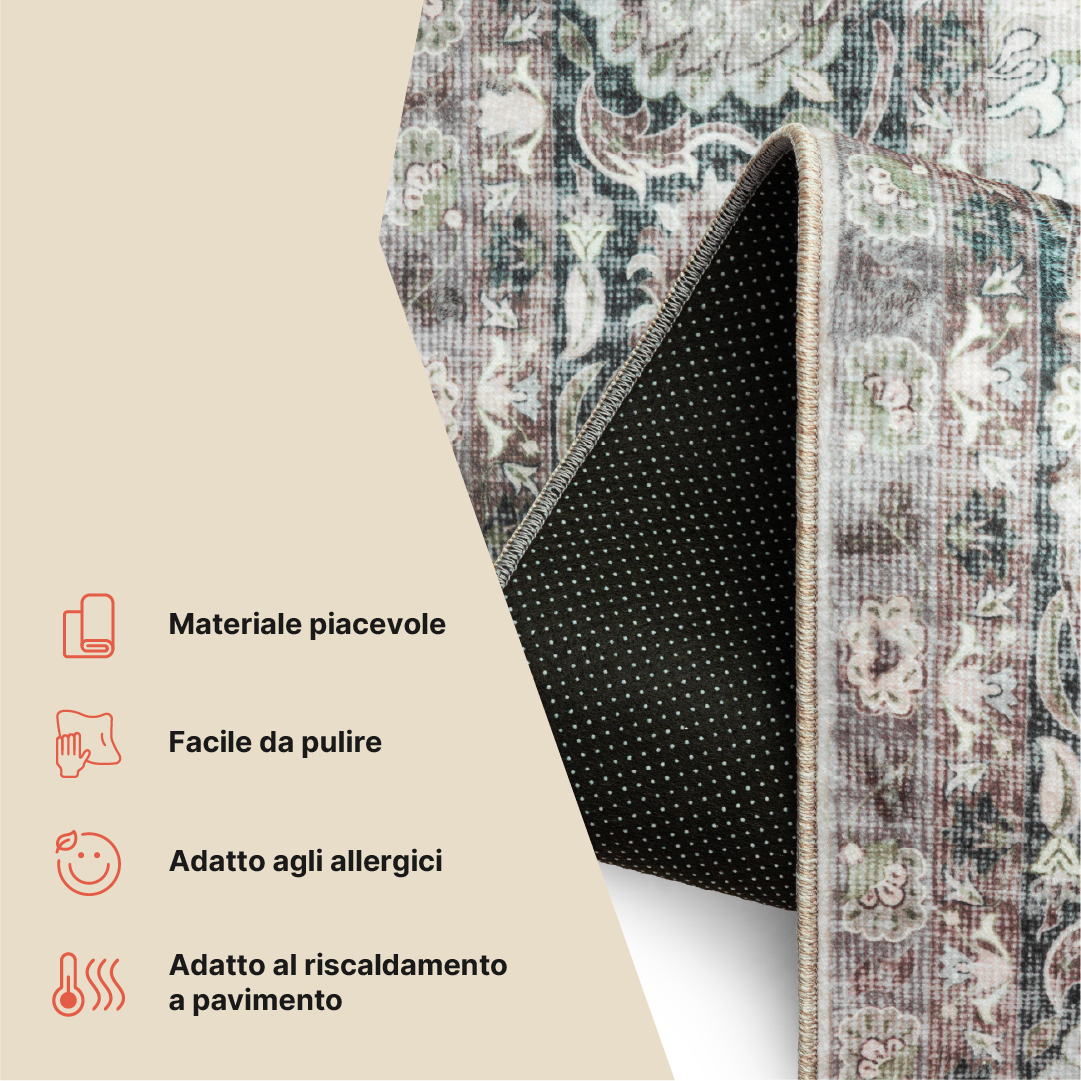 Tappeto Ispahan Grigio Floreale Antiscivolo