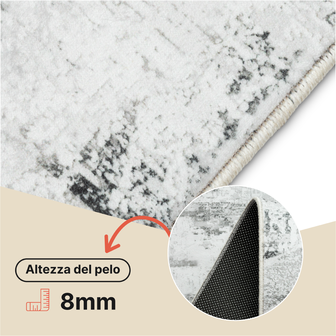 Tappeto Bari Motivo Astratto Grigio Scuro Crema Antiscivolo