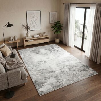Tappeto Bari Motivo Astratto Grigio Scuro Crema Antiscivolo