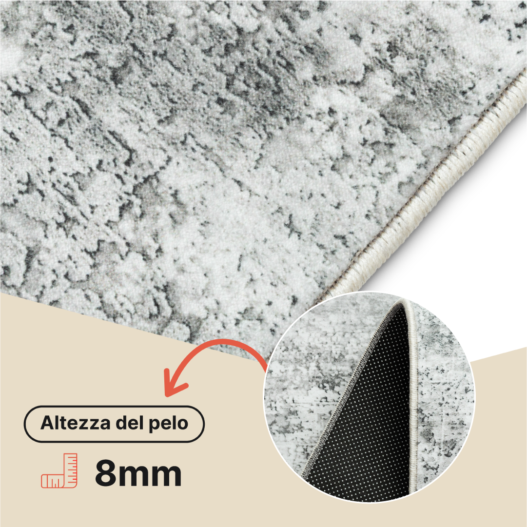 Tappeto Bari Motivo Astratto Grigio Chiaro Antiscivolo