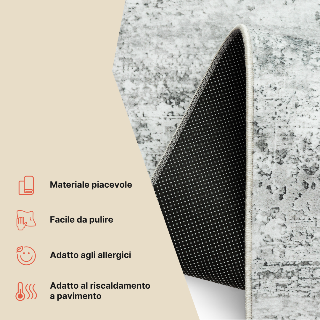 Tappeto Bari Motivo Astratto Grigio Chiaro Antiscivolo
