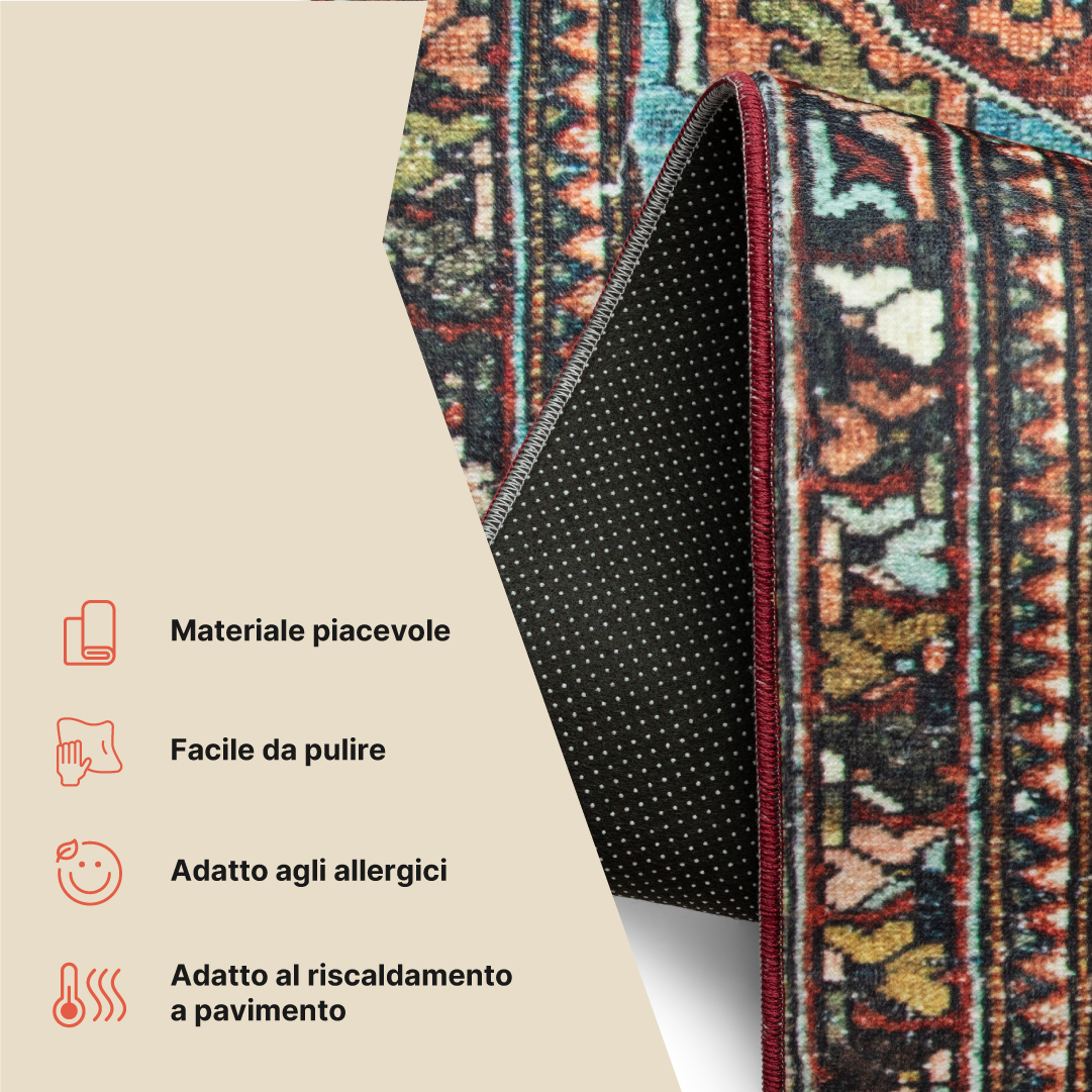 Tappeto Ispahan Multicolore Vintage Antiscivolo