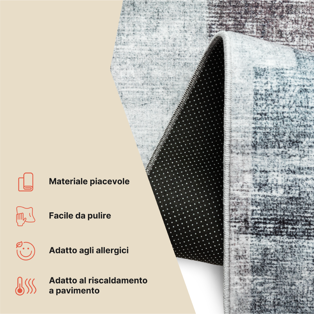 Tappeto Venezia Moderno Geometrico Carminio Grigio Antiscivolo