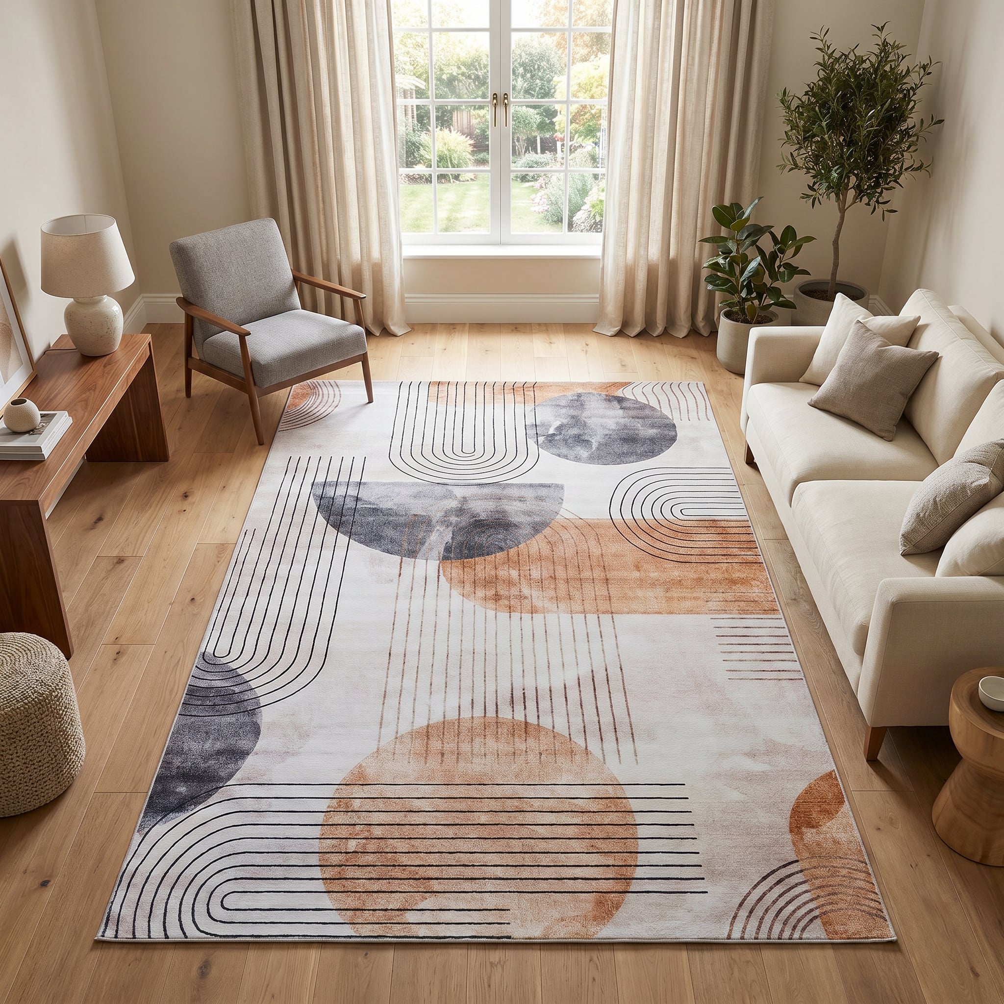 Tappeto Venezia Moderno Astratto Arancione Beige Antiscivolo
