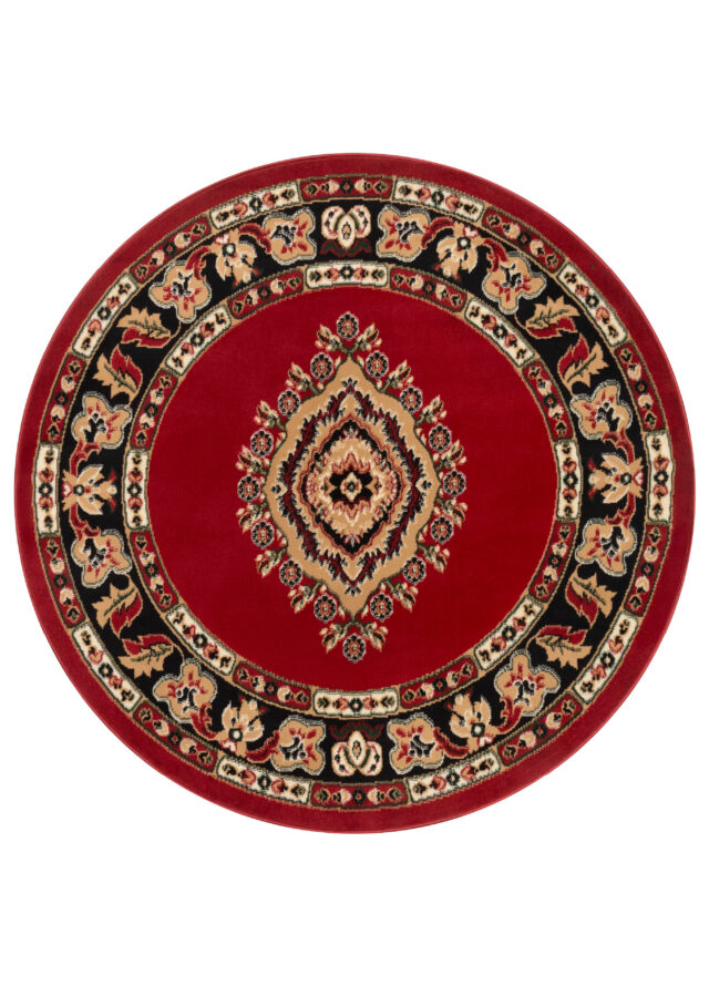 Tappeto Atlas Rotondo Rosso Beige Tradizionale Medaglione