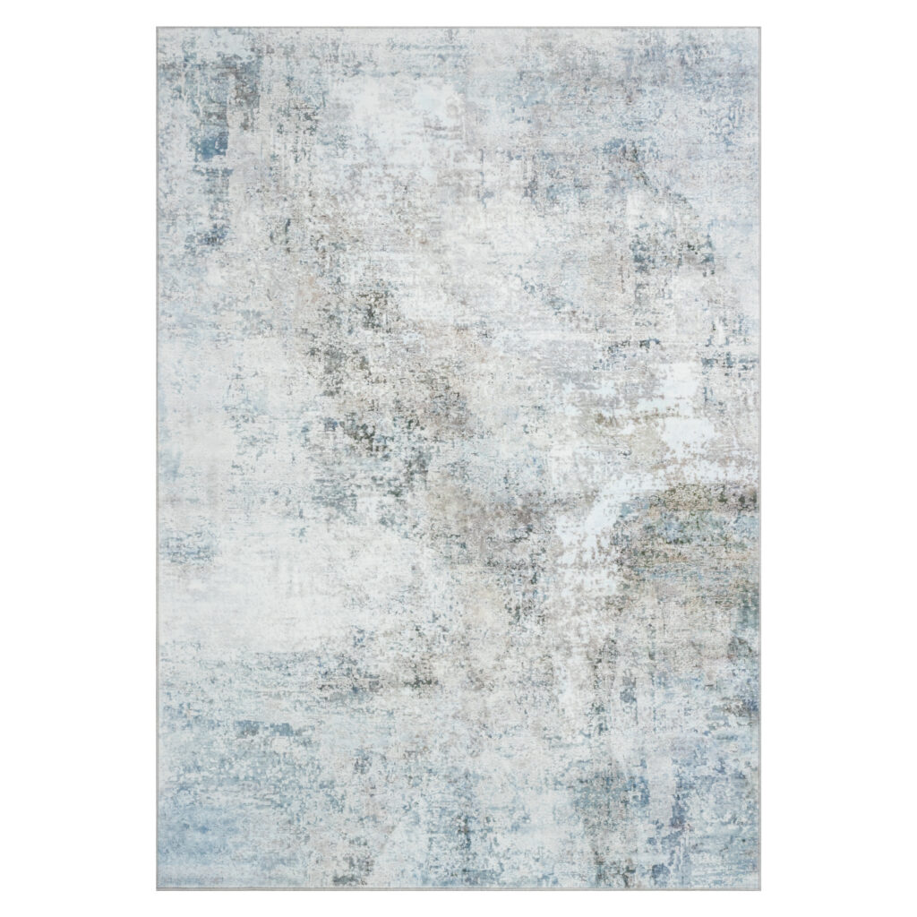 Tappeto Bari Motivo Astratto Blu Crema Antiscivolo