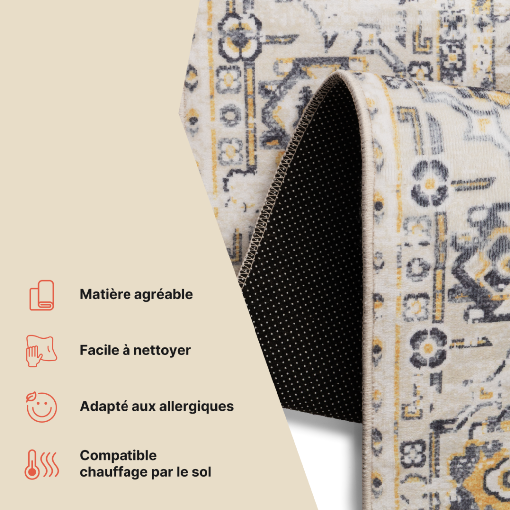 Tappeto Ash Beige Grigio Antiscivolo