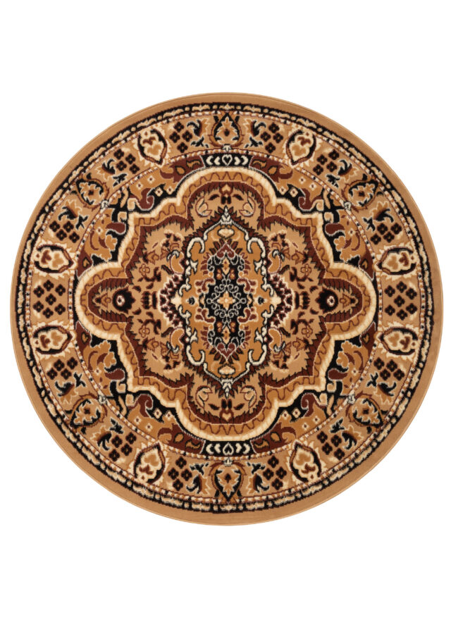 Tappeto Atlas Rotondo Beige Marrone Tradizionale Medaglione