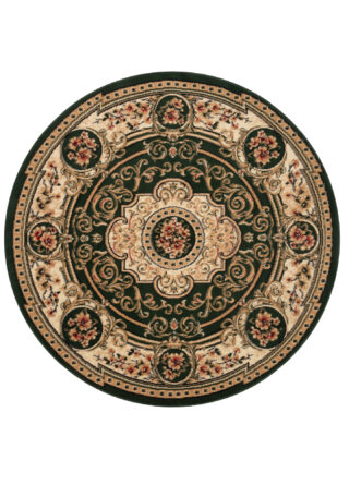 Tappeto Atlas Rotondo Verde Crema Tradizionale Medaglione