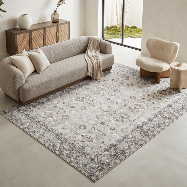 Tappeto Ispahan Grigio Floreale Antiscivolo