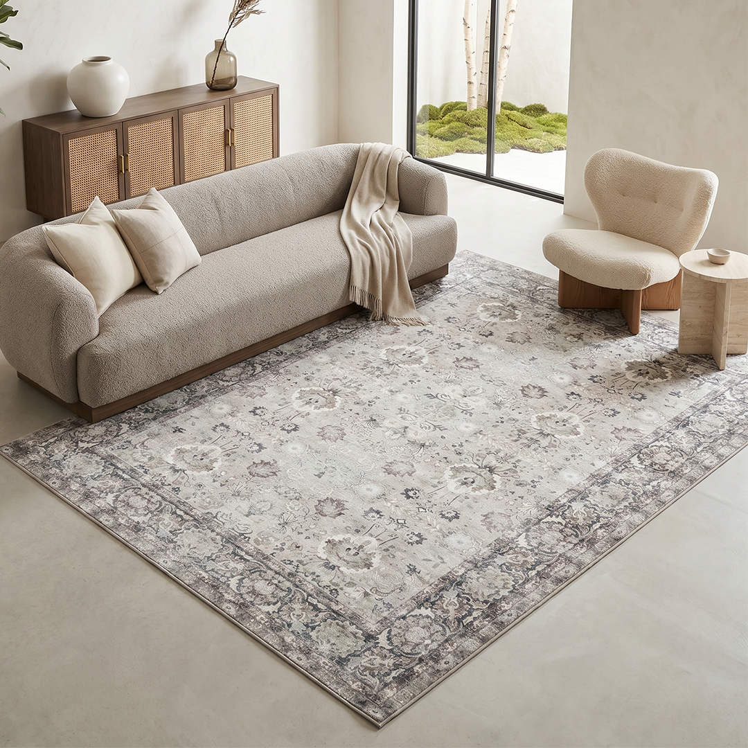 Tappeto Ispahan Grigio Floreale Antiscivolo