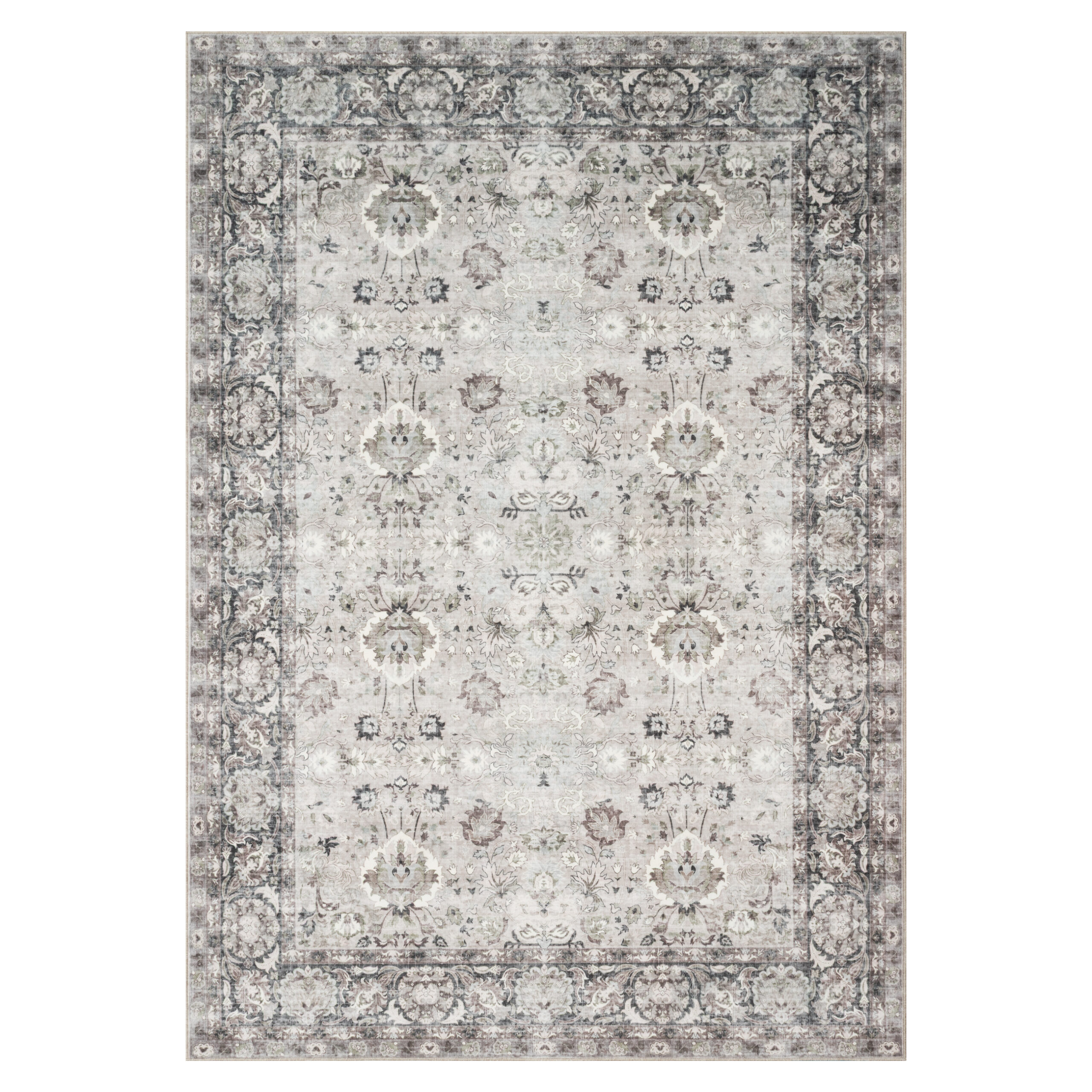Tappeto Ispahan Grigio Floreale Antiscivolo
