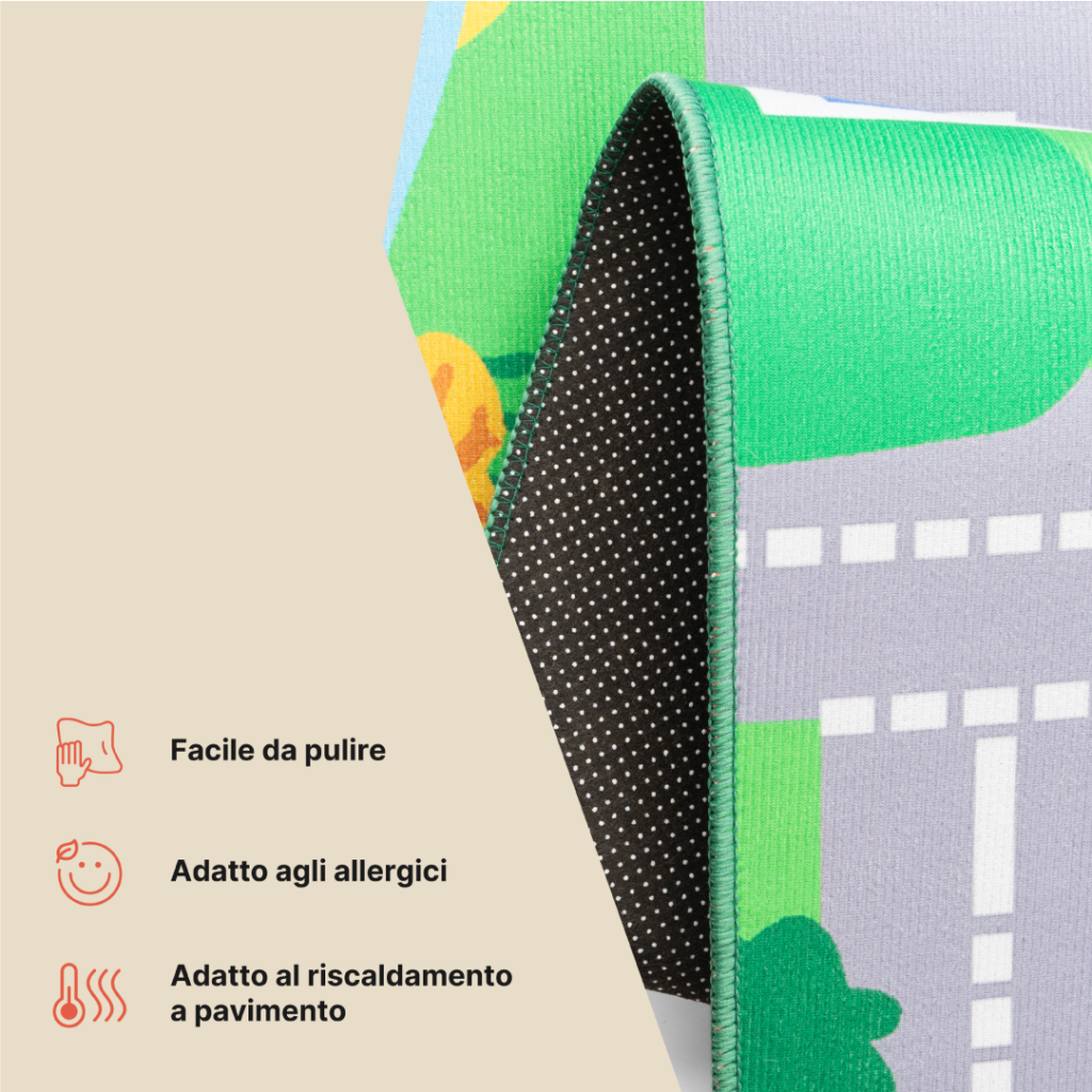 Tappeto Bambini Joy Verde Città Antiscivolo