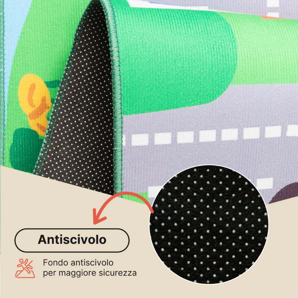 Tappeto Bambini Joy Verde Città Antiscivolo