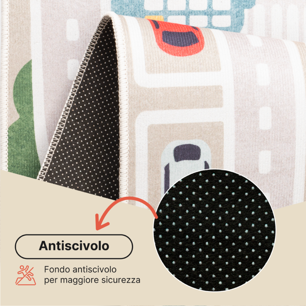 Tappeto Bambini Joy Beige Città Antiscivolo