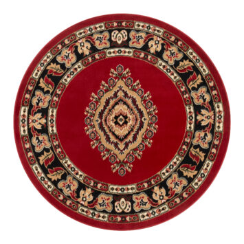 Tappeto Atlas Rotondo Rosso Beige Tradizionale Medaglione