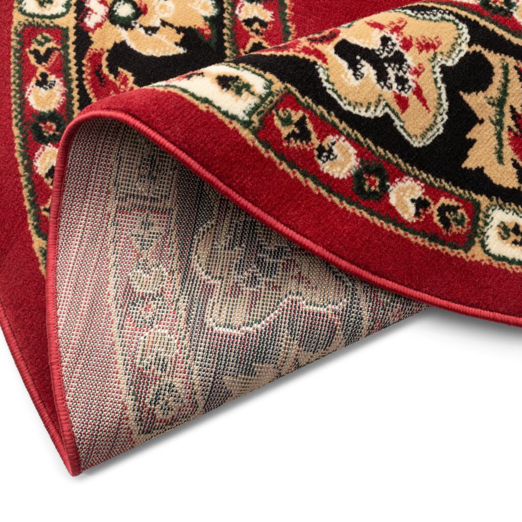 Tappeto Atlas Rotondo Rosso Beige Tradizionale Medaglione
