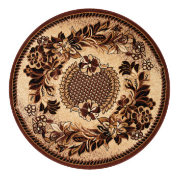 Tappeto Atlas Rotondo Beige Marrone Moderno Floreale
