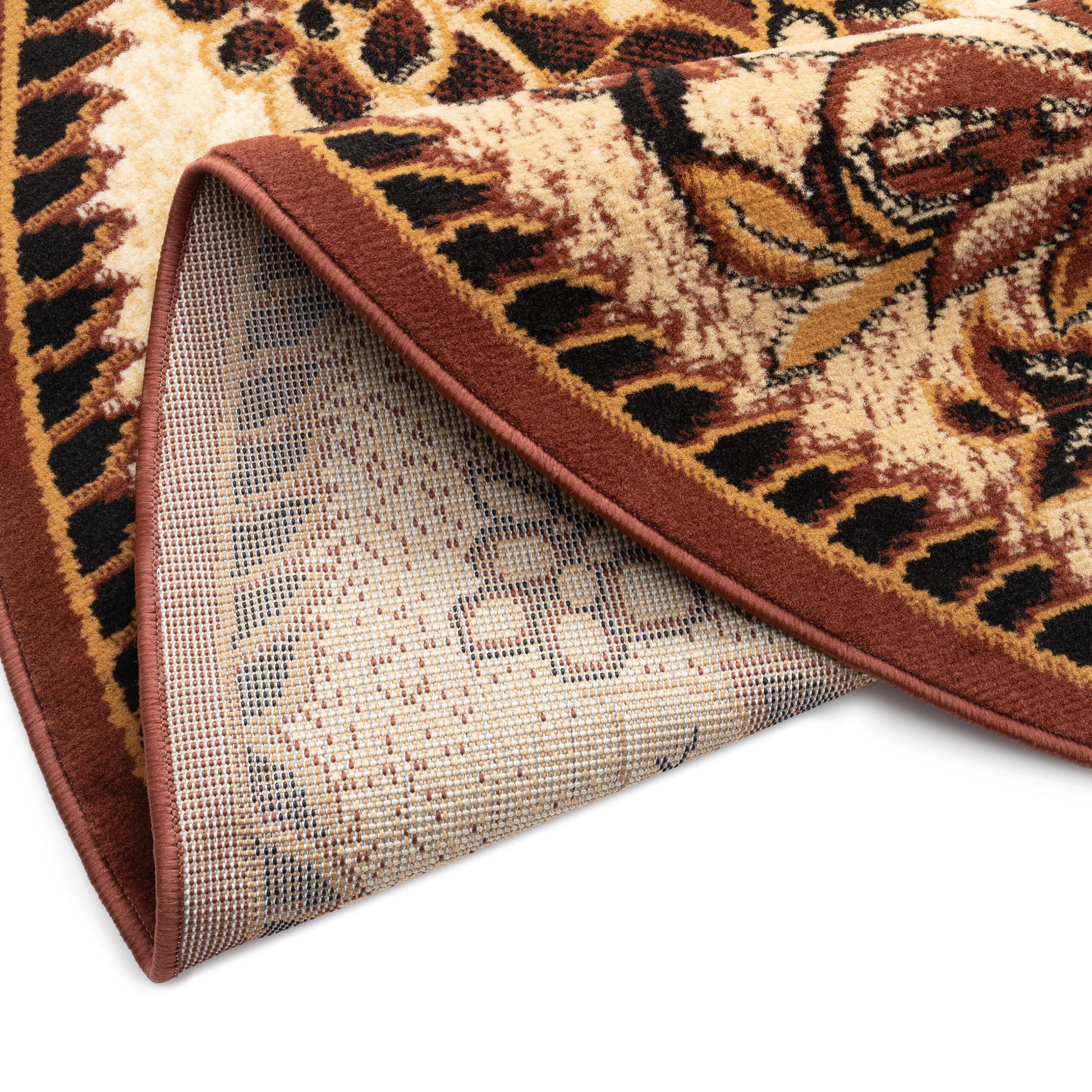 Tappeto Atlas Rotondo Beige Marrone Moderno Floreale