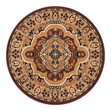 Tappeto Atlas Rotondo Marrone Beige Tradizionale Medaglione