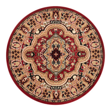 Tappeto Atlas Rotondo Rosso Beige Tradizionale Medaglione