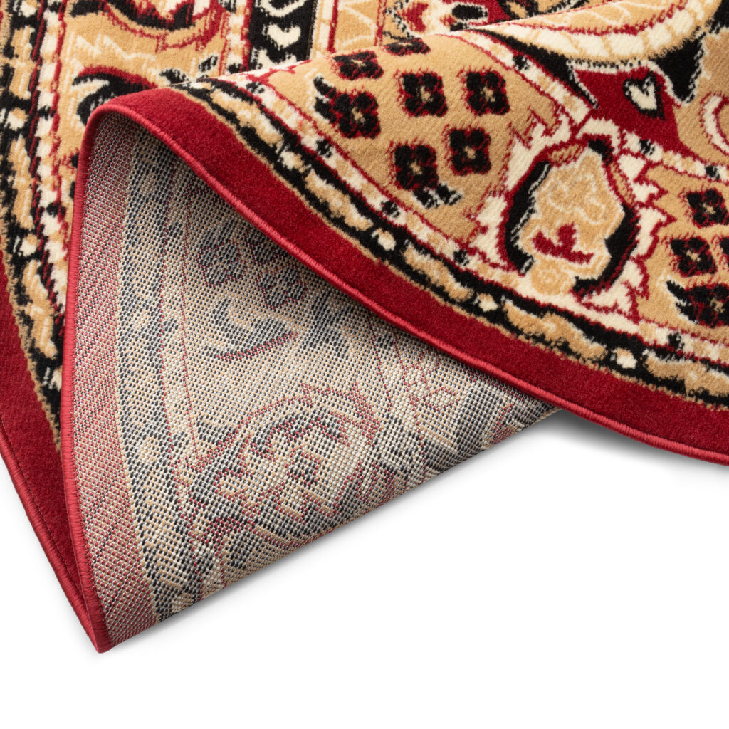Tappeto Atlas Rotondo Rosso Beige Tradizionale Medaglione