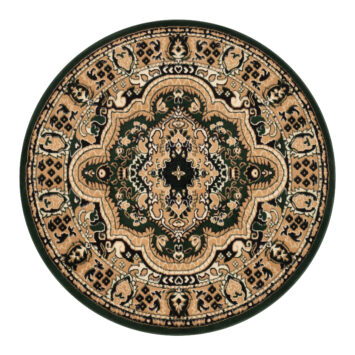 Tappeto Atlas Rotondo Verde Beige Tradizionale Medaglione