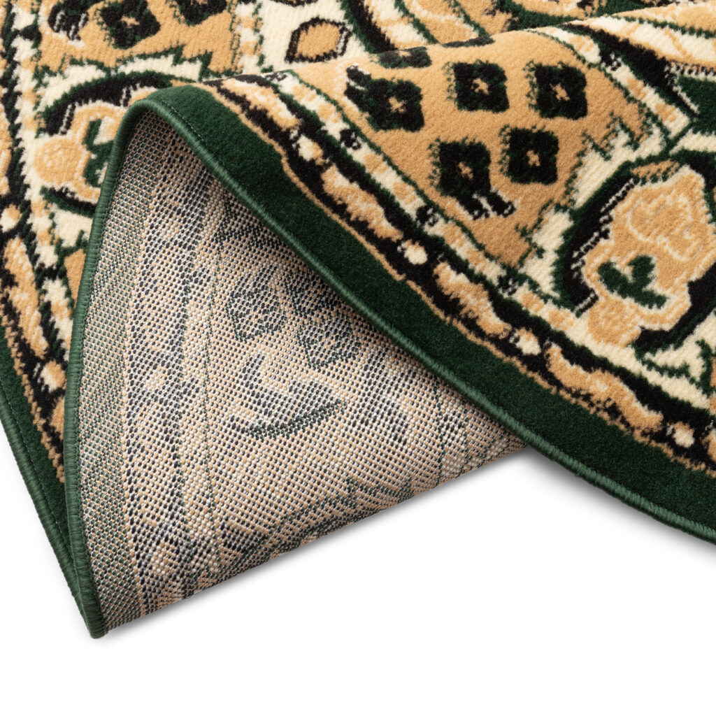 Tappeto Atlas Rotondo Verde Beige Tradizionale Medaglione