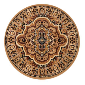 Tappeto Atlas Rotondo Beige Marrone Tradizionale Medaglione