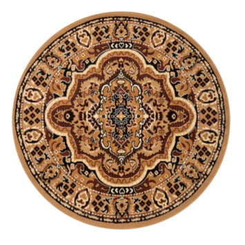 Tappeto Atlas Rotondo Beige Marrone Tradizionale Medaglione