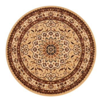 Tappeto Atlas Rotondo Beige Marrone Tradizionale Rosetta Cornice