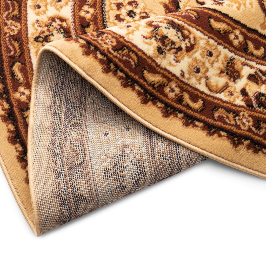 Tappeto Atlas Rotondo Beige Marrone Tradizionale Rosetta Cornice