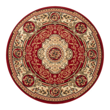 Tappeto Atlas Rotondo Rosso Crema Tradizionale Medaglione