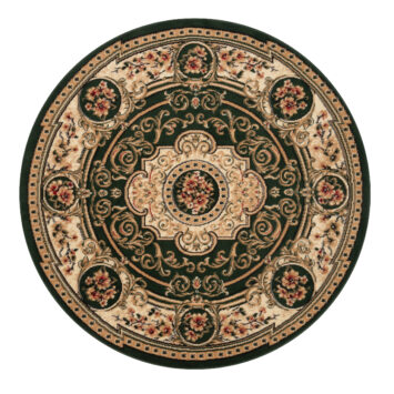 Tappeto Atlas Rotondo Verde Crema Tradizionale Medaglione