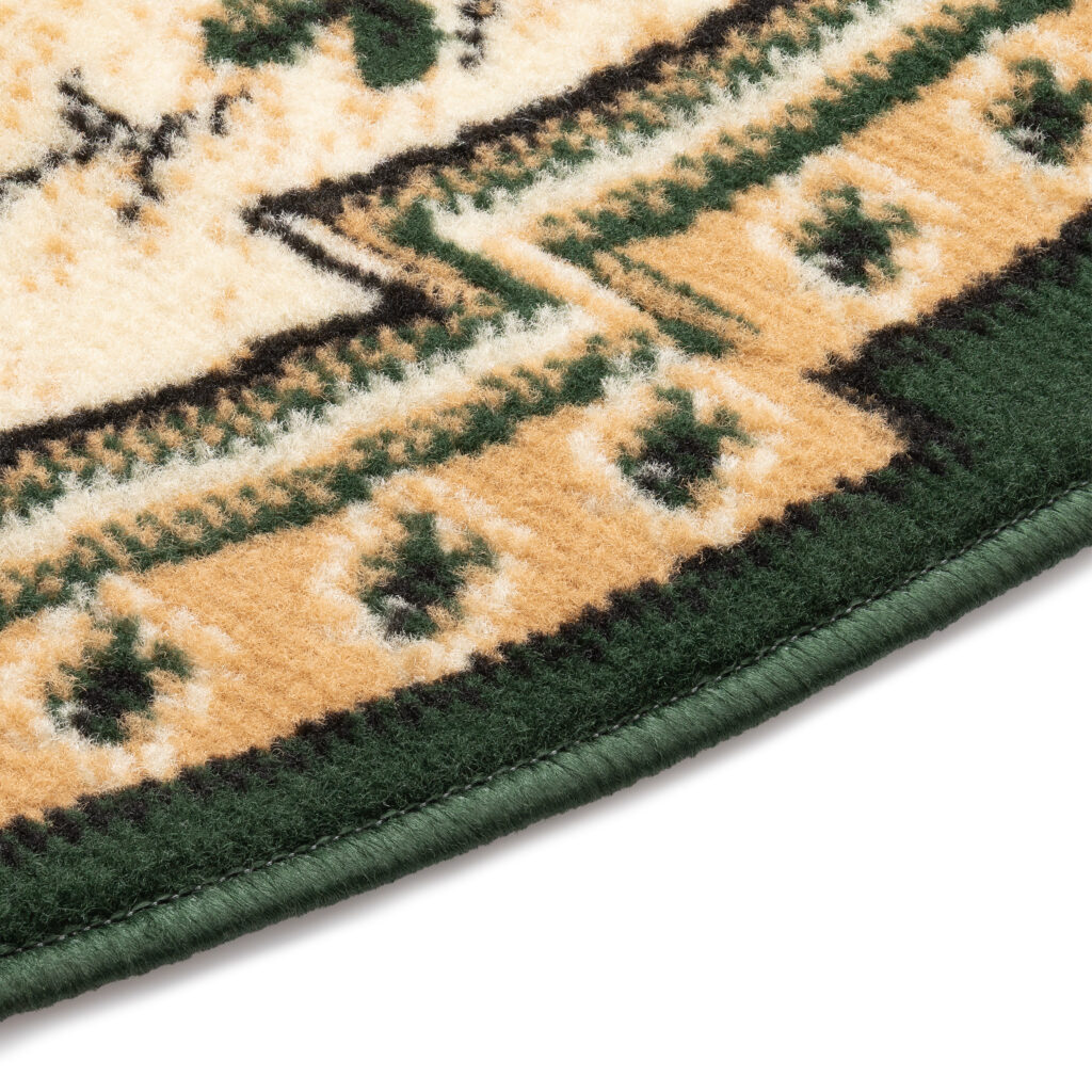 Tappeto Atlas Rotondo Verde Crema Tradizionale Medaglione
