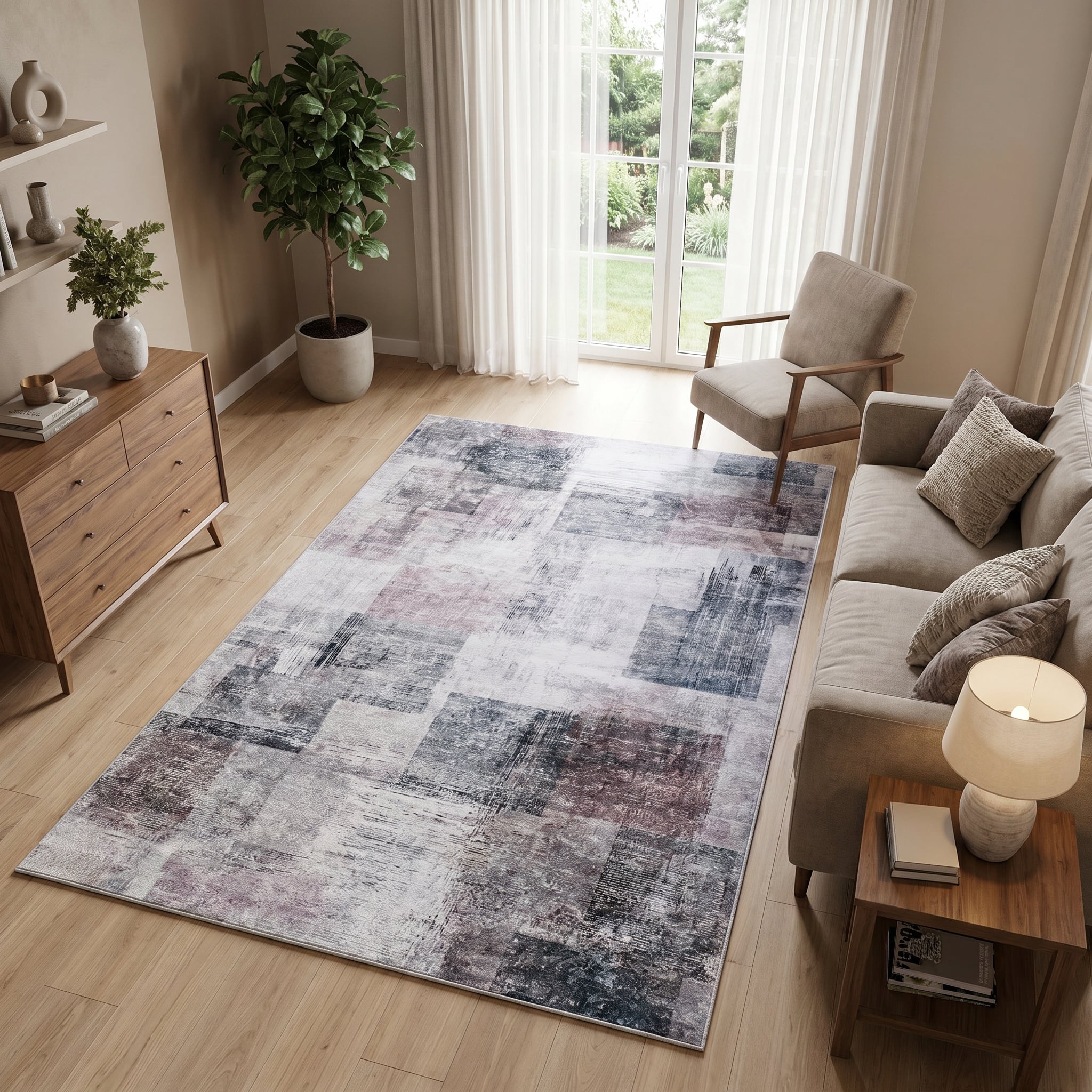 Tappeto Venezia Moderno Geometrico Carminio Grigio Antiscivolo