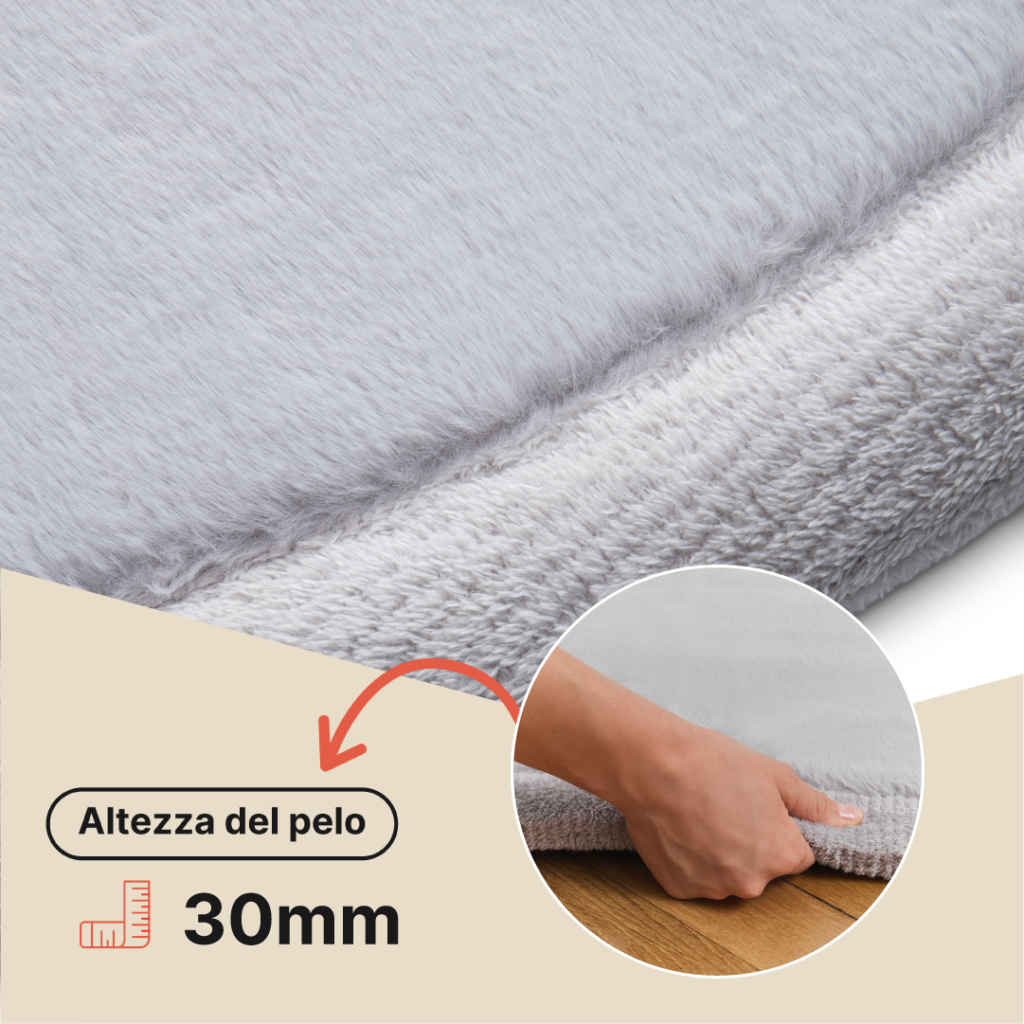 Tappeto Bambini Fluffin Rotondo Grigio Chiaro