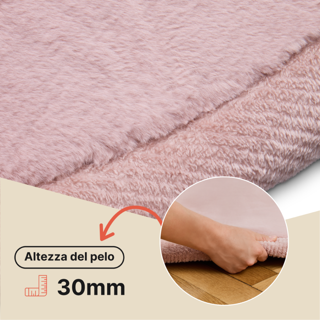 Tappeto Bambini Fluffin Rotondo Rosa
