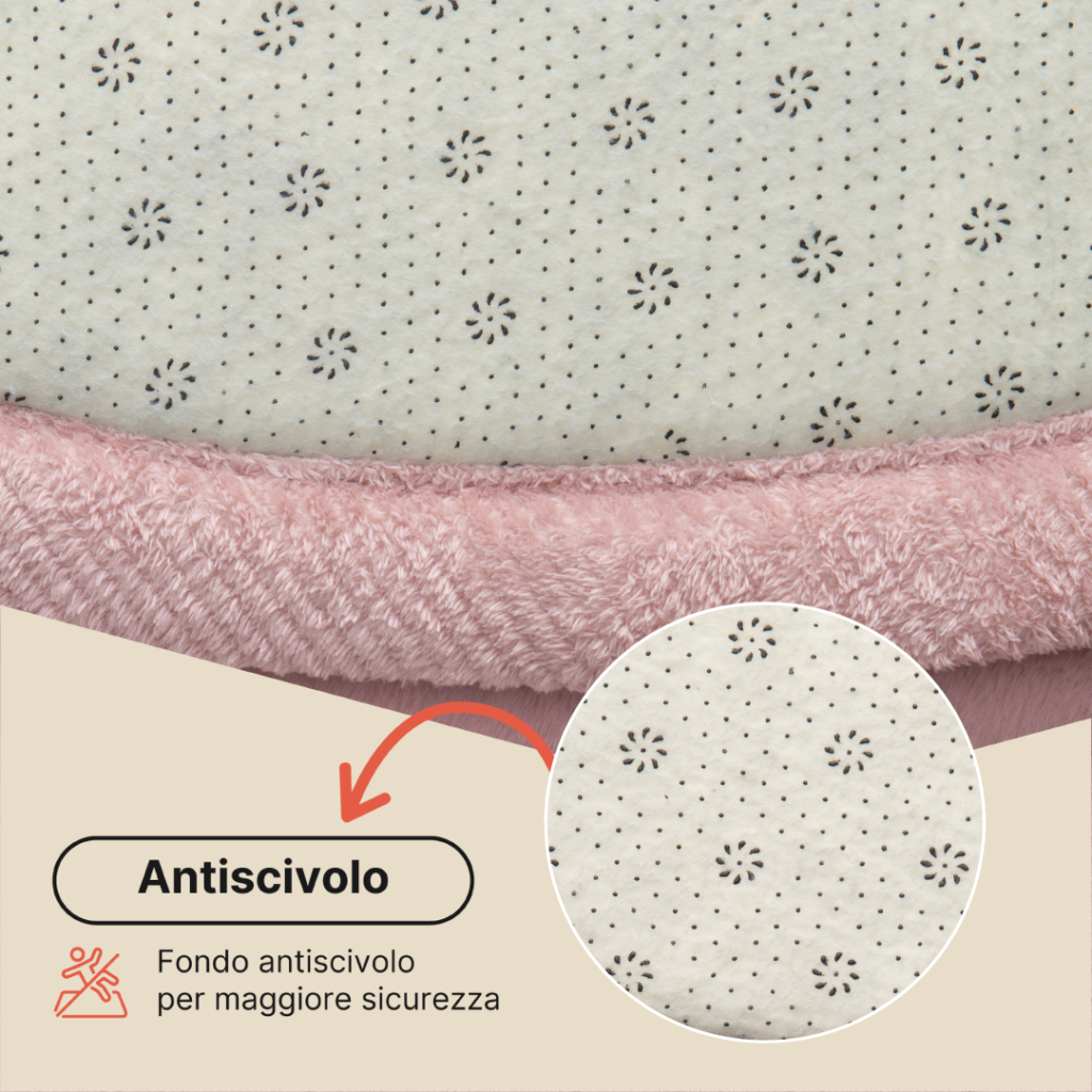 Tappeto Bambini Fluffin Rotondo Rosa