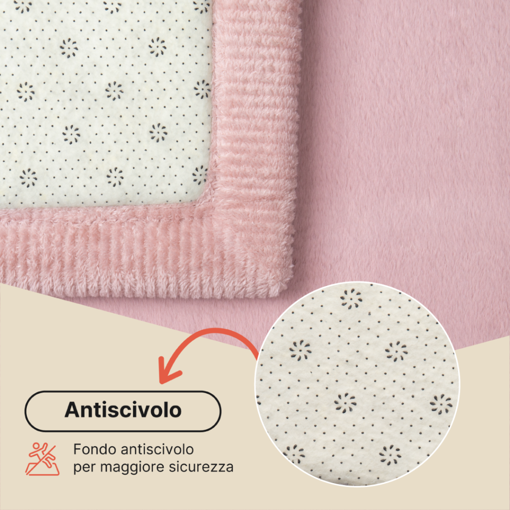 Tappeto Bambini Fluffin Quadrato Rosa