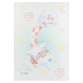 Tappeto Kids Bambini Multicolore Giraffa Stelle Antiscivolo