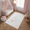 Tappeto Kids Bambini Multicolore Giraffa Stelle Antiscivolo