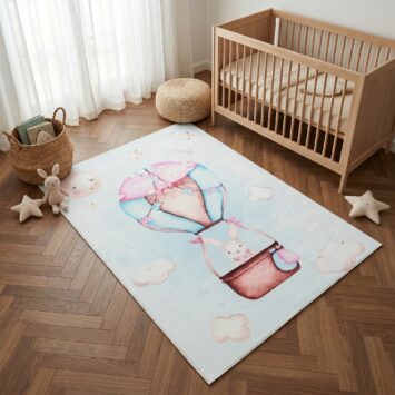 Tappeto Kids Bambini Multicolore Coniglio Mongolifiera Antiscivolo