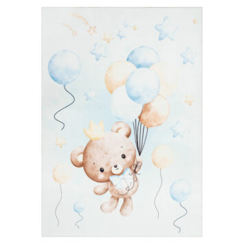 Tappeto Kids Bambini Multicolore Orso Palloncini Antiscivolo