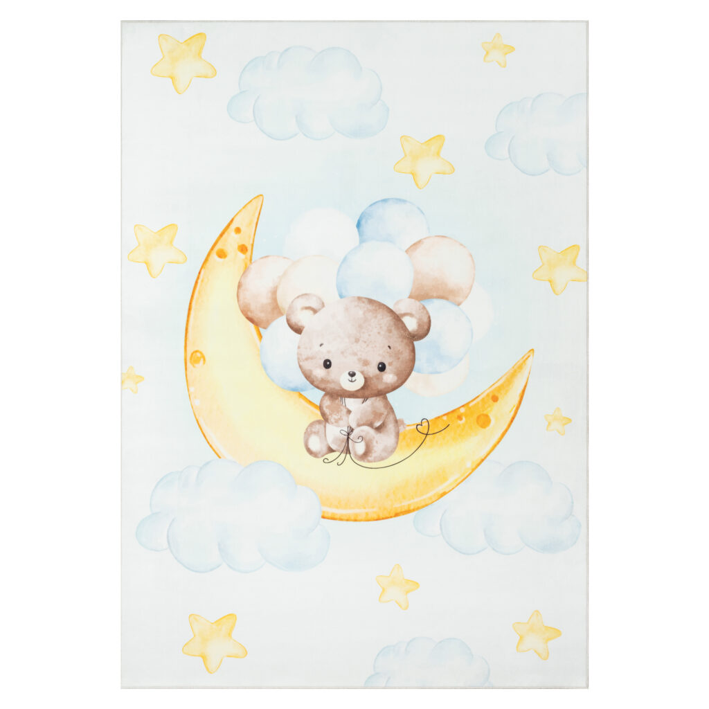 Tappeto Kids Bambini Multicolore Orso Luna Antiscivolo
